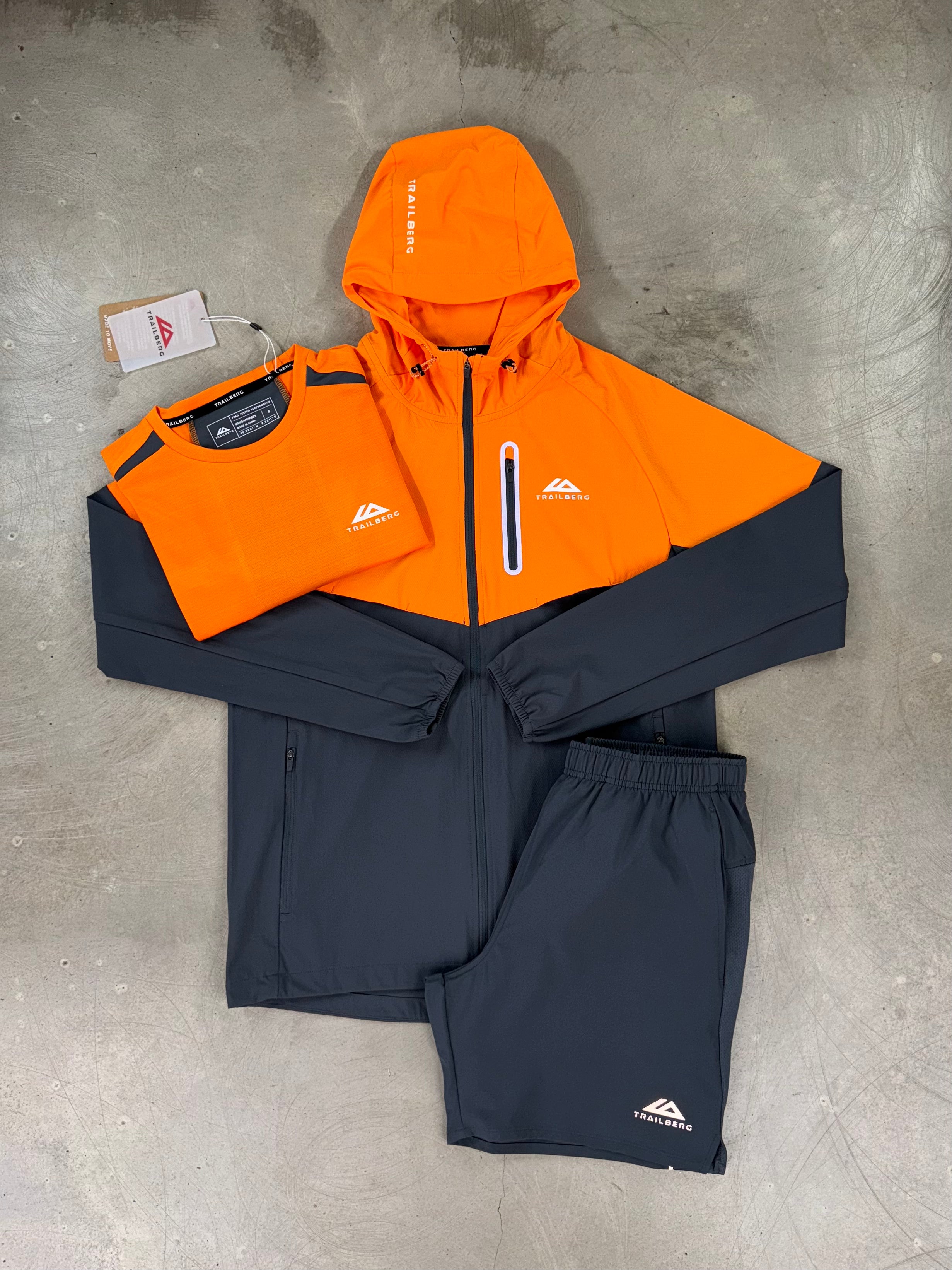 Trailberg - SS25 Cloud Windbreaker Three Piece - Orange/Grey